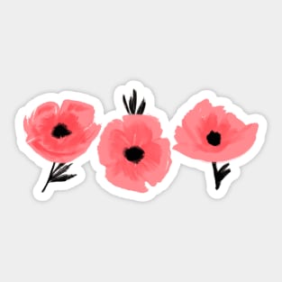 Pink Abstract Poppies in a Row Sticker